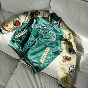 Oversized patched varsity jacket